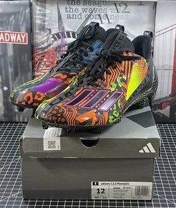 adidas Men's adizero 12.0 Mismatch Football Cleats IG9569 Black/Multi SZ 12 NEW - Picture 1 of 13