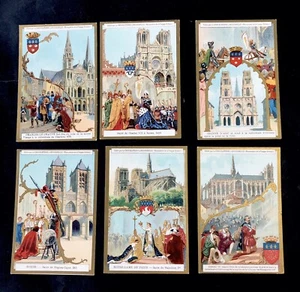 6 CHROMOS -CHOCOLATERIE D'AIGUEBELLE - LES CATHÉDRALE ET ROI DE FRANCE - Bild 1 von 2