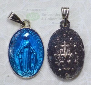 Miraculous Blue Medal Pendant, 20mm x 15mm, Made In Italy Quality - Picture 1 of 1