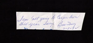 Bill Terry Baseball Hall of Famer New York Giants Autographed Signed Cut + Note - Picture 1 of 1