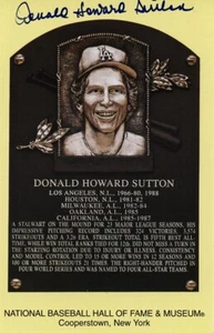 Donald Howard "Don" Sutton Signed Autographed Baseball HOF Plaque Postcard JSA - Picture 1 of 3