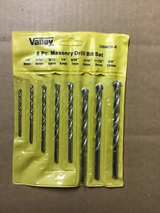 Valley 8pc Masonry Drill Bit Set 1/8" to 3/8" - Concrete, Brick, Tile - Picture 1 of 1