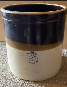 Antique Rustic 12” Nelson Mccoy 4 Gallon Salt Glaze Stoneware Butter Churn Crock - Picture 1 of 10