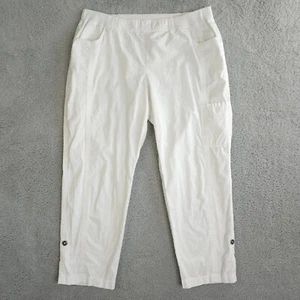 Chicos Pants Womens 3 XL White Ankle Cargo Roll Tab Hem Pull On Lightweight FLAW - Picture 1 of 21