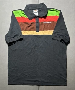 Vintage Burger King Black Retro Work Employee Uniform Polo Shirt Size S / Small - Picture 1 of 3