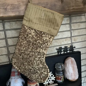 One Pier 1 Weihnachtsstrumpf Gold Pailletten Schmuck Urlaub Bronze - Bild 1 von 2