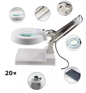 20X Magnifier LED Lamp Light Magnifying White Glass Lens Desk Table Repair - Picture 1 of 8