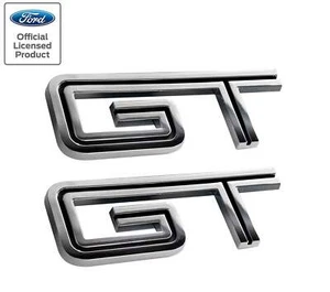 2005-2010 Ford Mustang GT 4.5" Chrome & Black Fender Trunk Emblems Badges Pair - Picture 1 of 2