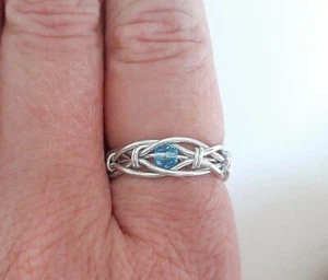 Wire Wrapped Womens Birthstone Ring, Swarovski Crystal, Adjustable, Non-Tarnish - Picture 1 of 20