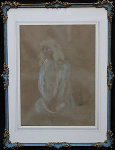 JACOB KRAMER BRITISH ART DECO BLONDE FEMALE PORTRAIT PASTEL PAINTING 1892-1962 - Picture 1 of 9