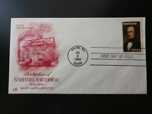 7/8/1983 Birthplace of Nathaniel Hawthorne Salem, Massachusetts First Day Cover - Bild 1 von 6
