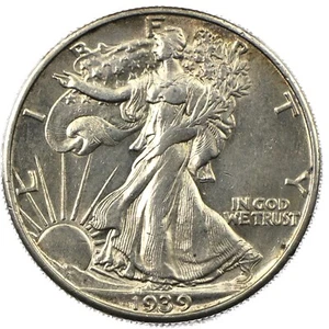 1939-D Denver Walking Liberty Silver Half 50c AU/BU+ - Picture 1 of 2