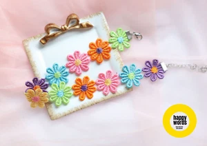 1 collana con fiori colorati in tessuto, collana estiva, collana colorata, - Foto 1 di 6