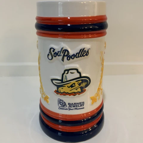 Amarillo Sod Poodles White Beer Stein Baseball RARE Mug Cover