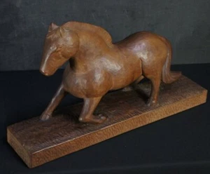 Japan Hokkaido horse hand wood carving 1950 Kibori craft - Picture 1 of 14
