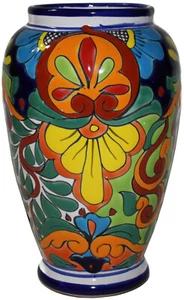 Talavera bunte mexikanische Keramik handgefertigte Blumenkeramik Vase 10 Zoll - Bild 1 von 1