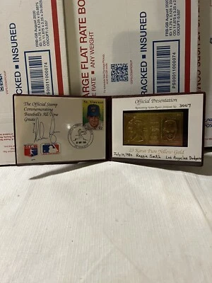 1989 NOLAN RYAN ST VINCENT STAMP WITH AUTOGRAPH STRIKEOUT #3007 23K GOLD FOLDER - Image 1 of 4