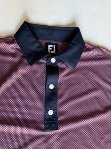 Footjoy Men’s L Blue/Red Check Design SS Golf Polo EUC - Picture 1 of 10