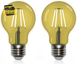 A19 Glass LED Yellow Light Bulb, 6W(60W Equivalent) E26 Base, Dimmable LED Yello - Picture 1 of 7