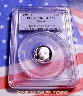 2007-S  ROOSEVELT DIME BY PCGS PR69DCAM ~ SPARKLING ~ FREE SHIPPING - Image 1 of 2