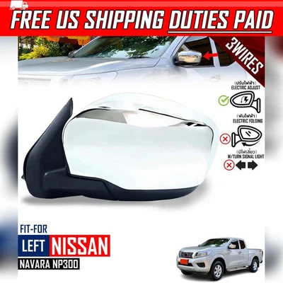 Espejo retrovisor lateral izquierdo 3 cables cromado para Nissan Navara NP300 D23 2015-2019 Foto 1 de 4