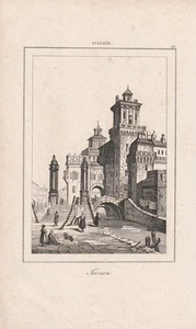 c1830 Ferrara Castello Estense Italia Emilia-Romagna Italien Kupferstich-Ansicht - Picture 1 of 1