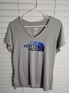 The North Face Damen T-Shirt Extra Large grau Grafik V-Ausschnitt Slim Fit XL - Bild 1 von 7