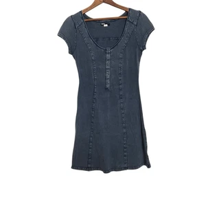 Vestido Henley BDG Urban Outfitters Lavado Ácido Manga Corta A Presión Azul Talla Pequeña - Imagen 1 de 7