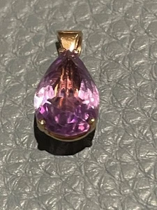 9K Rose Gold & Amethyst Pendant , Vintage 1980s - Picture 1 of 5