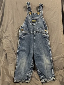 Mono vaquero OshKosh B'gosh bebé 24 meses chaleco entrepierna a presión pantalones de mezclilla clásicos - Imagen 1 de 5