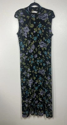 Maxi Vestido Ronni Nicole Sin Mangas Lg De Colección Años 90 Slinky Floral Oscuro Jersey Tejido Foto 1 de 4