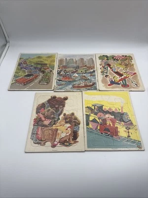 Vintage Playskool Cardboard Puzzles Lot of 5 Variety Of Themes - Image 1 of 4