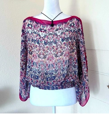 Blusa boho informal estampado multicolor Max Studio para mujer talla S murciélago Foto 1 de 4