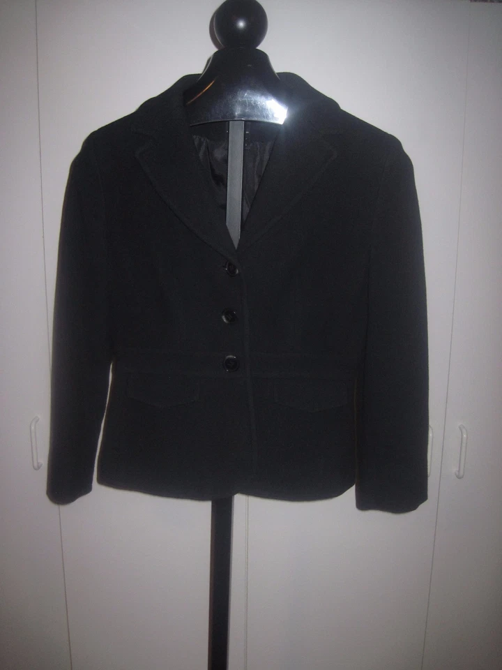 BLAZER ESTE 5ª DAMAS MEZCLA LANA NEGRO-4P-SUAVEMENTE USADO-SÚPER SUAVE-TOTALMENTE FORRADO Foto 1 de 3