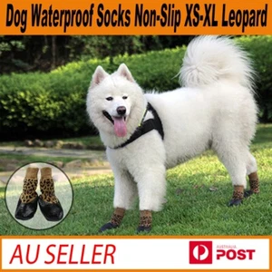 Dog Waterproof Socks Non-Slip XS S M L XL Leopard - Puppy Cat Pet Shoes Slippers - Picture 1 of 9