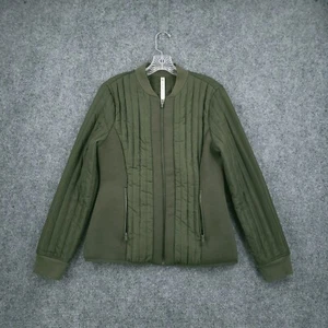 Fabletics Jacket Women L Large Green Pisa Puffer Long Sleeve Stretch Pocket - Picture 1 of 12