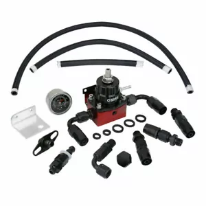 OSIAS Black & Red Adjustable Fuel Pressure Regulator Kit AN 6 Fitting End 160Psi - Picture 1 of 13