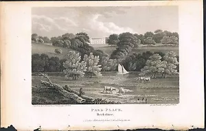 Grabado Bellezas de Inglaterra y Gales c1801 PARK PLACE BERKSHIRE F BRITTON - Imagen 1 de 2