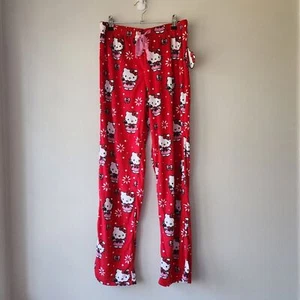 Hello Kitty Christmas Red Pajama Pants | Women's Size Small | NEW Cozy PJs Snow - Picture 1 of 6