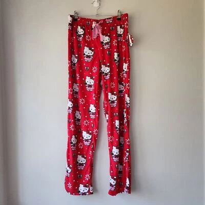 Pantalones de Pijama Hello Kitty Navidad Rojo | Para Mujer Talla Pequeña | NUEVO Acogedores Pijamas Nieve Foto 1 de 4