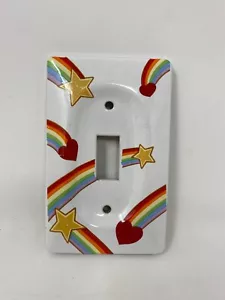 Piastra di copertura interruttore luce singola ceramica vintage Jasco Rainbow Star Heart Pride - Foto 1 di 5