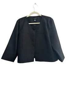 Spense Jacket Women Large Black One-Button Crop Dressy Lined Textured #3591 - Picture 1 of 11