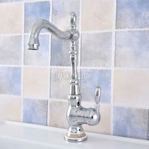 Chrome Kitchen Sink Basin Faucet Swivel Spout Single Lever for Hot & Cold Water  - Picture 1 of 8