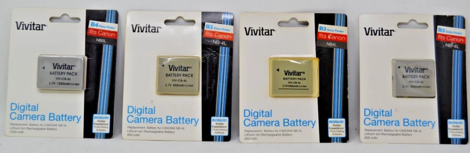 Lot of 4 Vivitar Battery Pack for Canon Rechargeable Battery 850 to 1200mAh NIP - Image 1 of 1