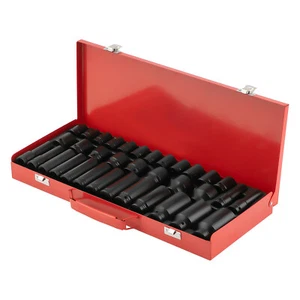 1 Set of 35 Piece 1/2" Drive Deep Socket Impact Sockets 6 Point 8mm-32mm Perfect - Picture 1 of 10