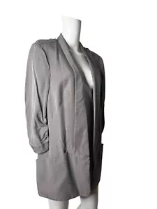 M&S Oversized Jacket Coat Size 18 Womens EU46 Grey Lyocell Pockets - Picture 1 of 11