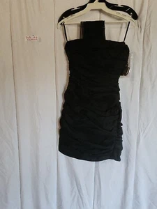 Let's Fashion 3965 Gathered Black Cocktail Dress Size S - Picture 1 of 10