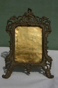 cadre photo ancien en bronze style rocaille - Foto 1 di 3