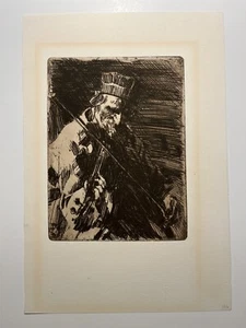 Anders Zorn Village Violinist original etching, 1904 - Picture 1 of 4