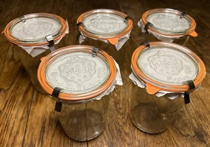 5x Weck Large Jar And Rundrand Glas 100 Lid - 15cm Tall By 11cm Wide - New - Picture 1 of 20
